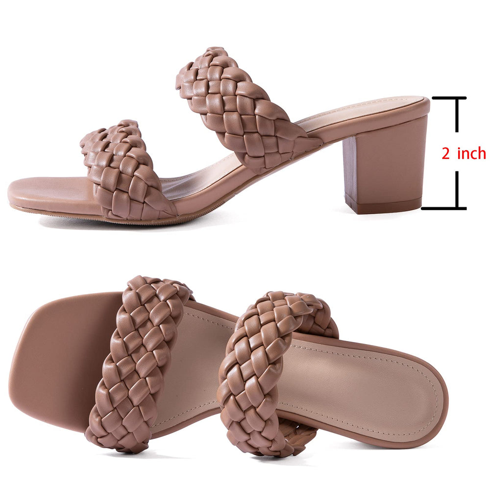 N.N.G Women Heels Sandals Nude Size 9 Braided Block Chu