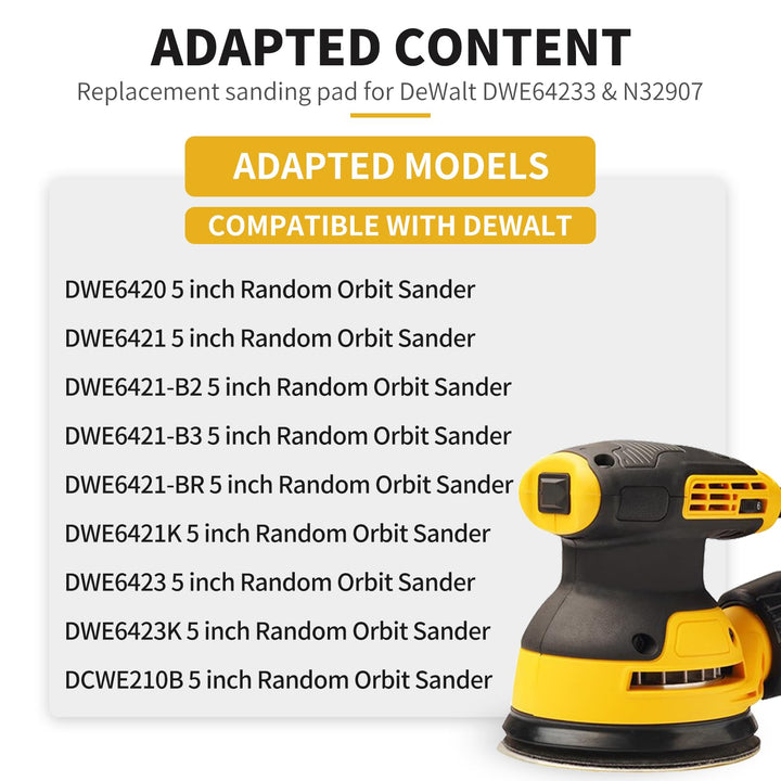 Sander Pad for Dewalt, 5 8 Hole Hook and Loop Orbital Sander Pad Replacement for DeWalt DWE6421 6421K DWE6423 6423K DCW210B (4 Screw Holes Sanding Part for DeWalt DWE64233 &amp; N329079)