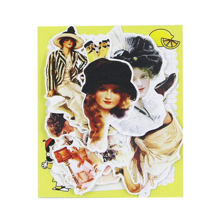 Vintage Women Stickers Waterproof Handbook DIY Craft Photo Album Scrapbook Journal Planner Motorcycle Car Laptop Luggage Water Bottle Paper Stickers