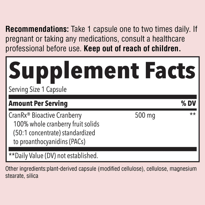 Nature's Way CranRx Bioactive Cranberry Urinary Health* 500mg potency Once Daily 30 VCaps