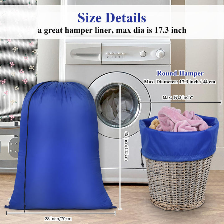 Extra Large Laundry Bag 2 Pack XL Drawstring Laundry Bag 28 x 45 inch Heavy Duty Laundry Bag Blue Clothes Organizer Washable Storage Hamper for Camp Home Dorm Hotel Laundromat Basket