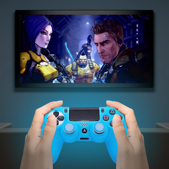 Green Anti-Slip Glow in The Dark Protective Silicone Cover Skin Grips Compatible with PS5 Controller,8 PCS Thumb Grips Caps and 2 Grips Caps Glow in The Dark.