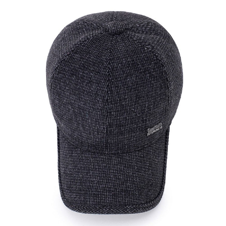 Men&#39;s Winter Warm Wool Woolen Tweed Peaked Baseball Cap Hat with Fold Earmuffs Warmer (Z Black)