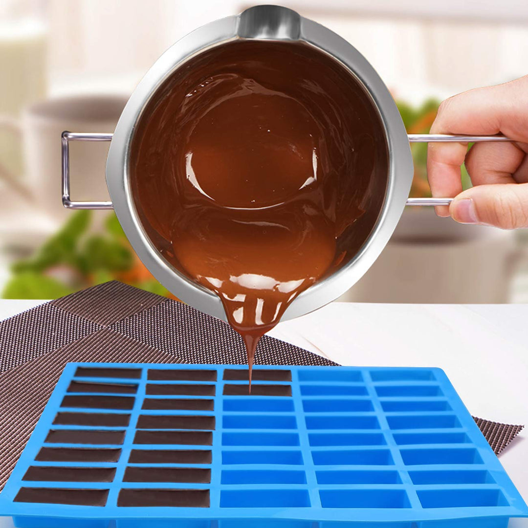 2 pack 40 Cavity Narrow Rectangle Silicone Caramel Candy Molds Chocolate Bar Mold for Truffles, Ganache, Jelly, Praline, Brownie, Butter, Ice Cube Tray