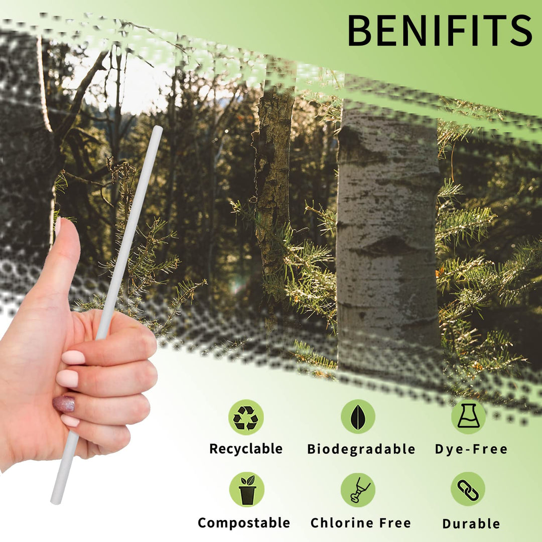Solid White Paper Plain Drinking Straws, 100 Count Recy