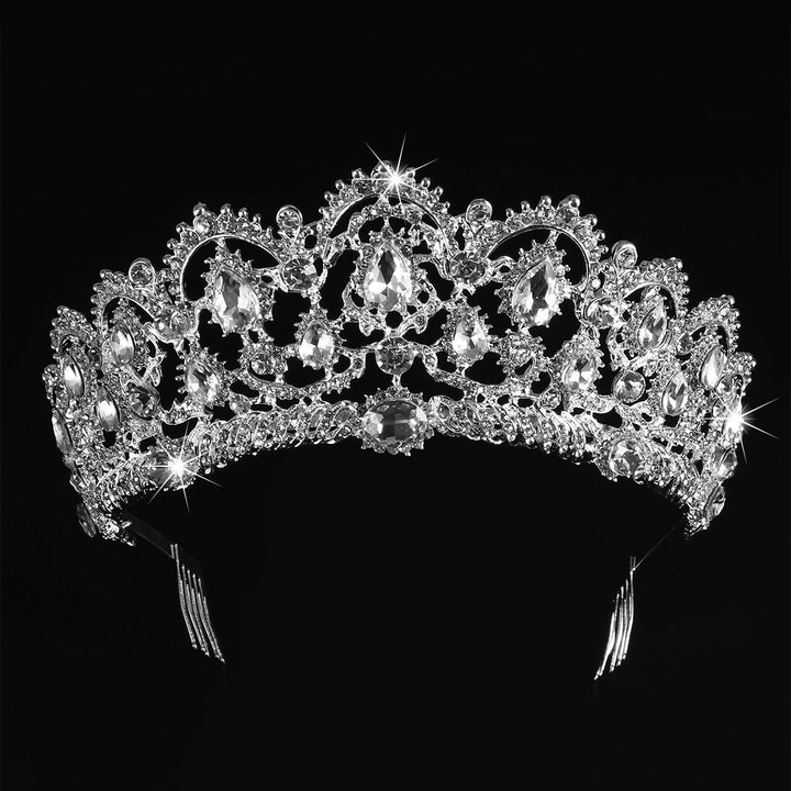 Silver Crystal Tiara Crown Headband Tiara Crown with combs Princess Crown Rhinestone Headbands Hair Accessories for Women Girls Bridal Wedding Prom Birthday Party