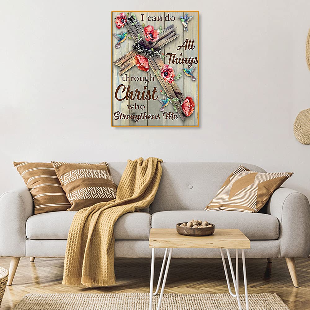 5D DIY Diamond Painting Kits for Adults Cross 12x16inch,Round Full Drill Beads Diamond Art Dots Craft Set,I can do All Things Through Christ who Strengthens me