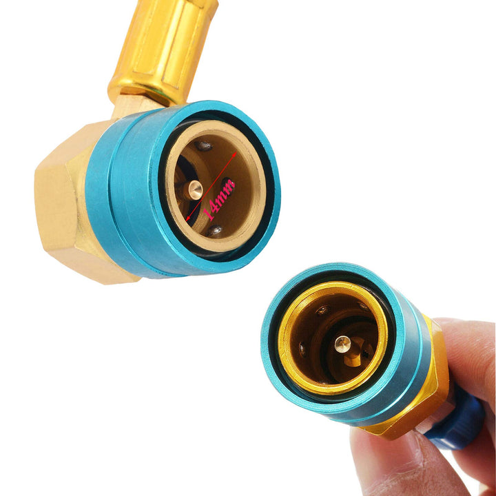 R1234YF Charging Hose with Gauge Kits, R-1234YF Adapter 1/2 LH Can Opener Tap, A/C Service Hose Refrigerant Cans Taper Sets
