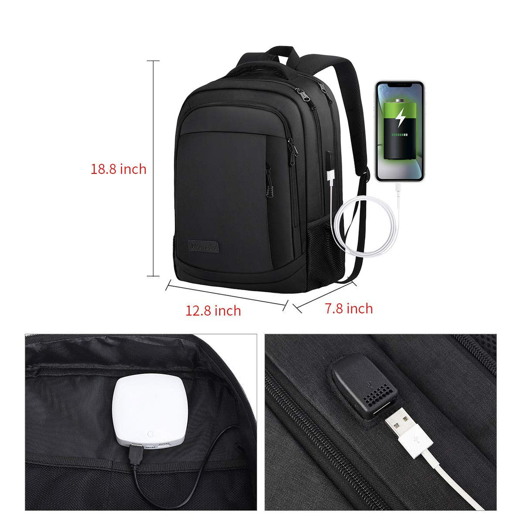 Travel Laptop Backpack Anti Theft Backpacks with USB Charging Port, Travel Backpacks Business Work Bag 15.6 Inch College Computer Bag for Men Women, Grey