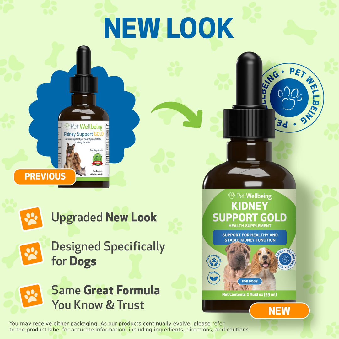 Kidney Support Gold for Dogs - Supports Healthy Kidney Function, Fluid Balance, Energy Levels, Rehmannia, Dong Quai - Veterinarian-Formulated Herbal Supplement 2 oz (59 ml)