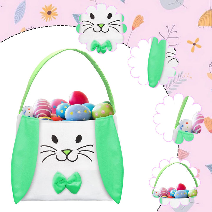 Ekoropshop Easter Basket Egg Bags for Kids Personalized Candy Egg Basket Rabbit with Fluffy Ears Gifts Bags for Easter Party Favor