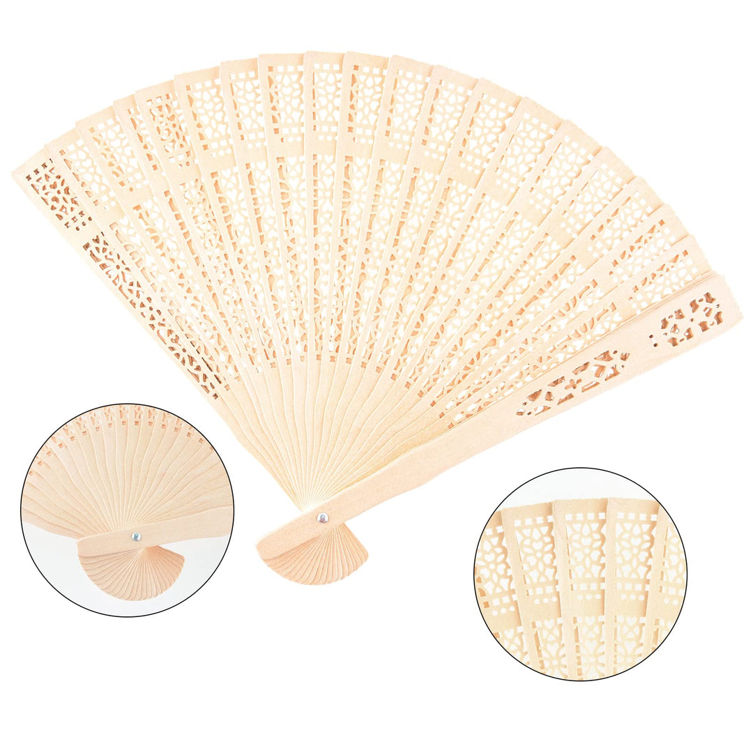 20 Pieces White Handheld Paper Fan Paper Folding Fans with Bamboos for Wedding Gift, Party, Home