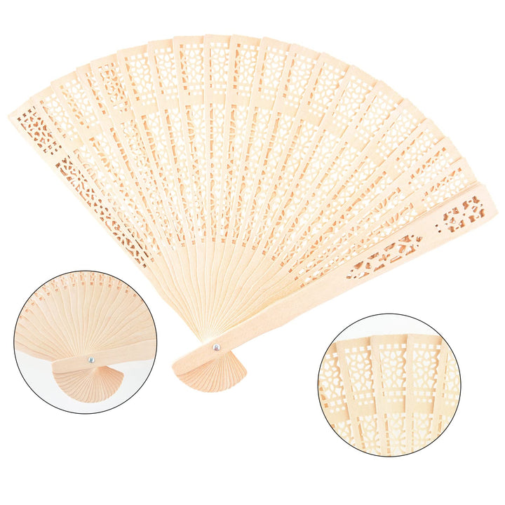 20 Pieces White Handheld Paper Fan Paper Folding Fans with Bamboos for Wedding Gift, Party, Home