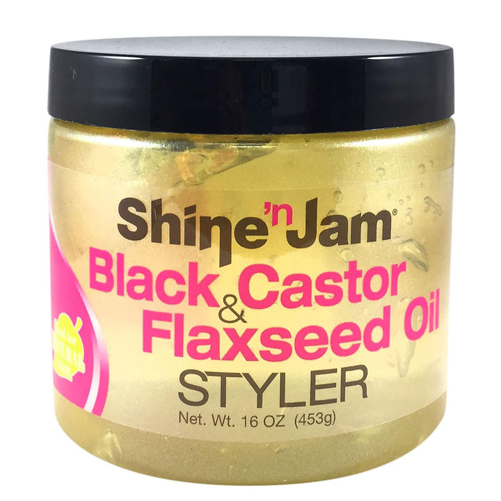 Shine N Jam Black Castor &amp; Flaxseed Oil Styler Gel 16oz