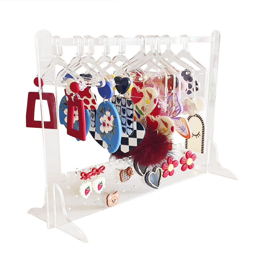 Cute Earring Rack Holder Coat Hangers Stand Unique Earring Closet Acrylic Earring Display Stand Earrings Organizer Ear Stud Holder (crystal clear)