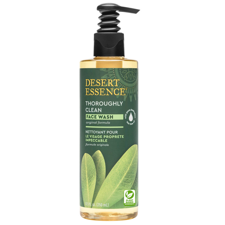 Thoroughly Clean Face Wash - Original - 8.5 Fl Oz - Tea Tree Oil - For Soft Radiant Skin - Gentle Cleanser - Extracts Of Goldenseal, Awapuhi, & Chamomile Essential Oils