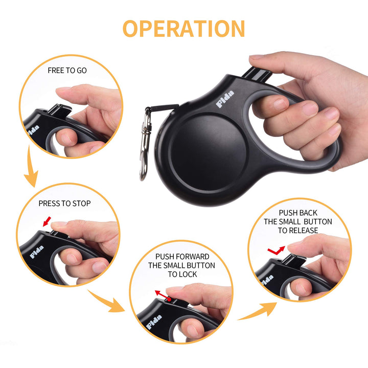 Fida Retractable Dog Leash, 16 ft Dog Walking Leash for