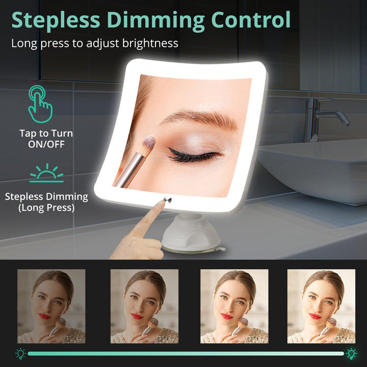 15X Magnifying Mirror with Light - Upgraded 2021 Version Lighted Makeup Mirror with Magnification, Led Magnified Mirror for Bathroom with Suction Cups, Lighting Adjustable, Dual Power Supply