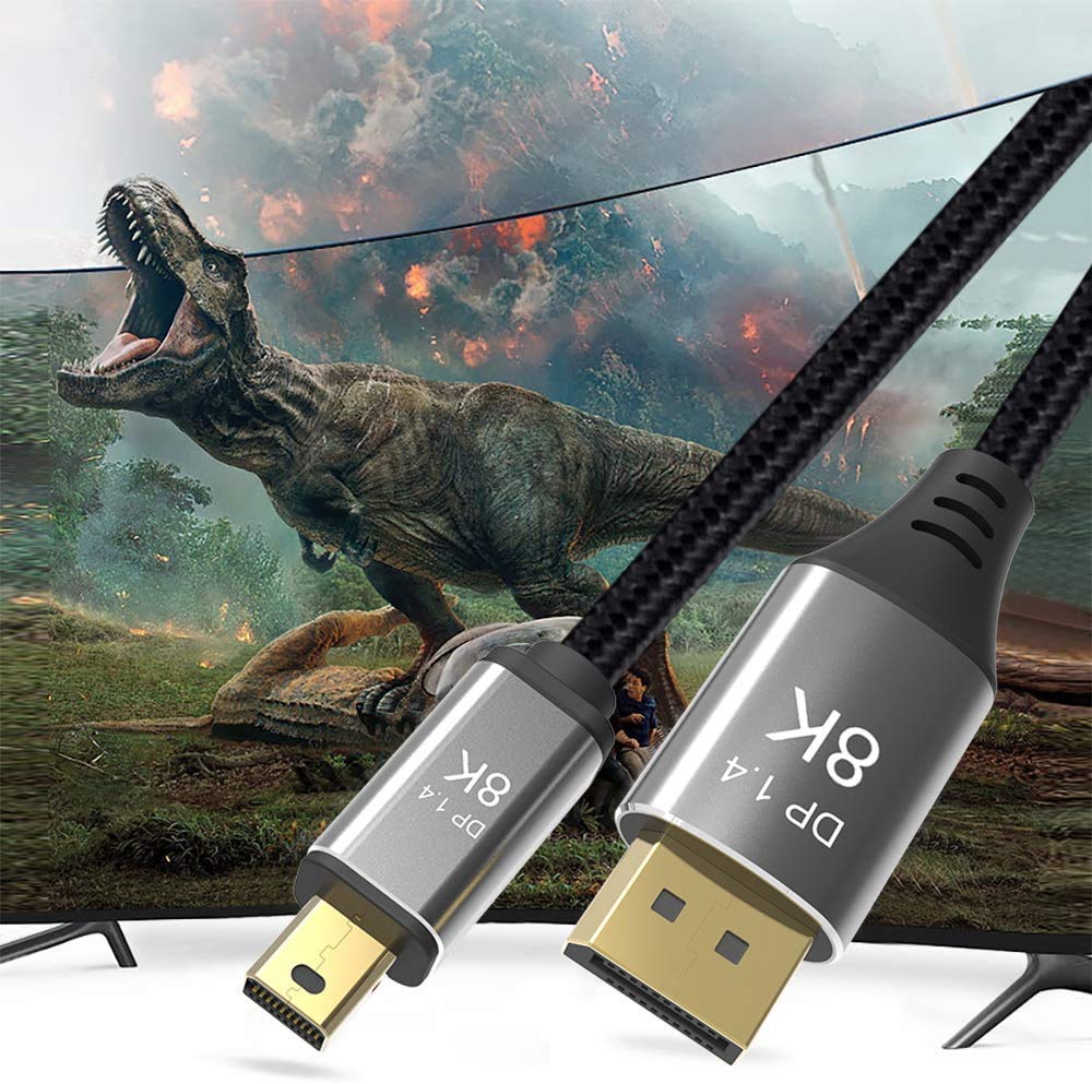 1M 3.3FT Mini DP to DisplayPort 8K Cable 8K(7680x4320)@60Hz 4K@144Hz DisplayPort 1.4 Bi-Directional Transmission DisplayPort to Mini DisplayPort 8K Cable