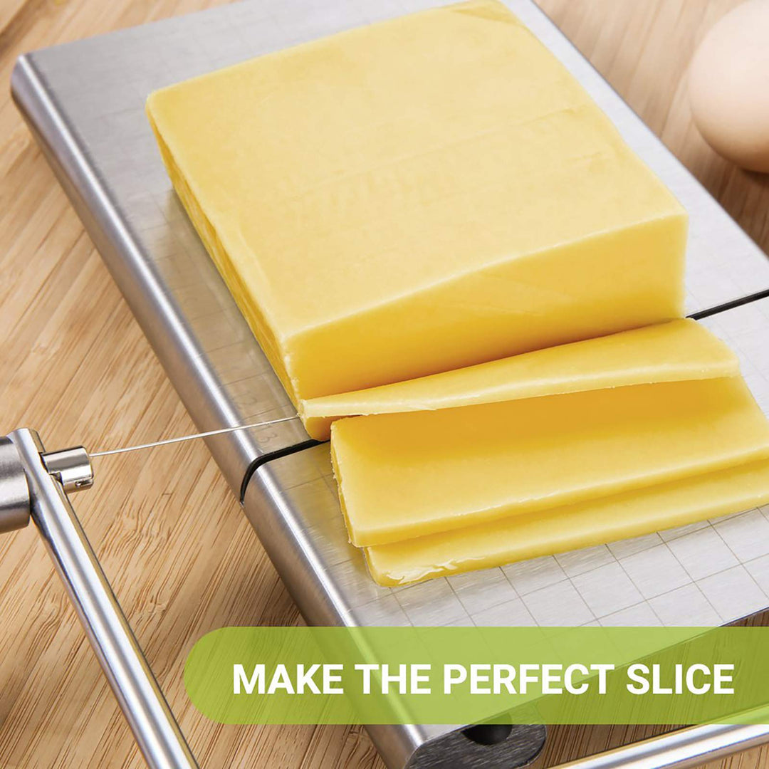 Cheese Slicer,Stainless Steel Cheese Slicer with Accurate Size Scale,Wire Cheese Slicer for Cheese Butter,Equipped with 5 Replaceable Cheese Slicer Wires