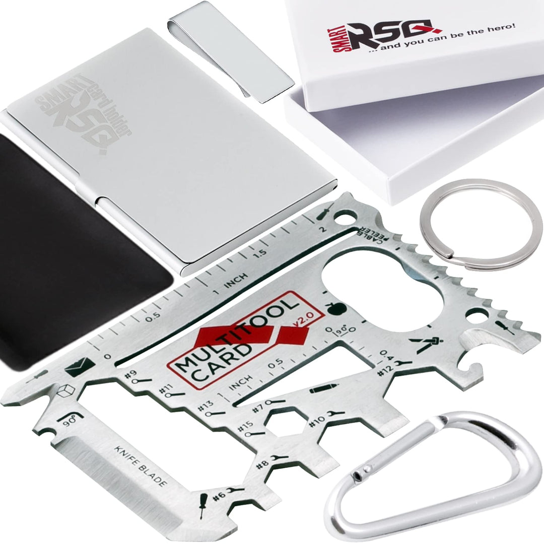 37-in-1 Wallet Tool Card Silver Set Men&#39;s Gifts for Dad. Wallet Multi Tool Card Men Gifts for Birthday. EDC Multi Tool Credit Card Size Dad Tool Gift. Stocking Stuffers Cool Tool Gifts for Men