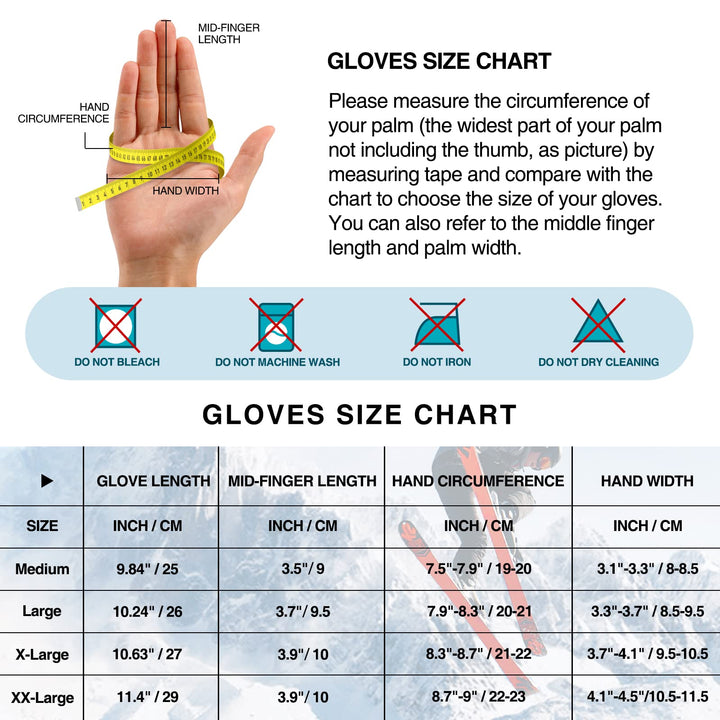 -10 Winter Gloves Men Women, 10 Touchscreen Fingers Snow Ski Gloves, Waterproof Cold Weather Gloves