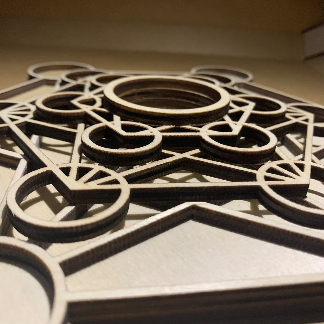 Metatron Crystal Grid Wooden Art 3D Metatron&#39;s 