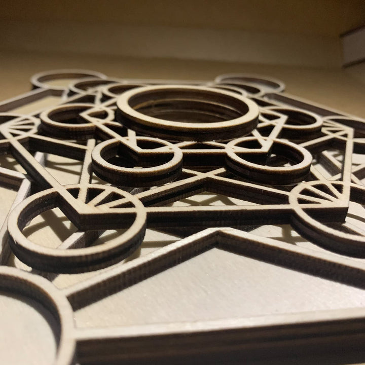 Metatron Crystal Grid Wooden Art 3D Metatron&#39;s 