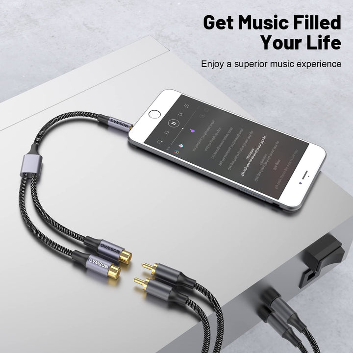MOSWAG 3.5mm to Dual RCA Audio Cable 2 Packs,3.5mm Male
