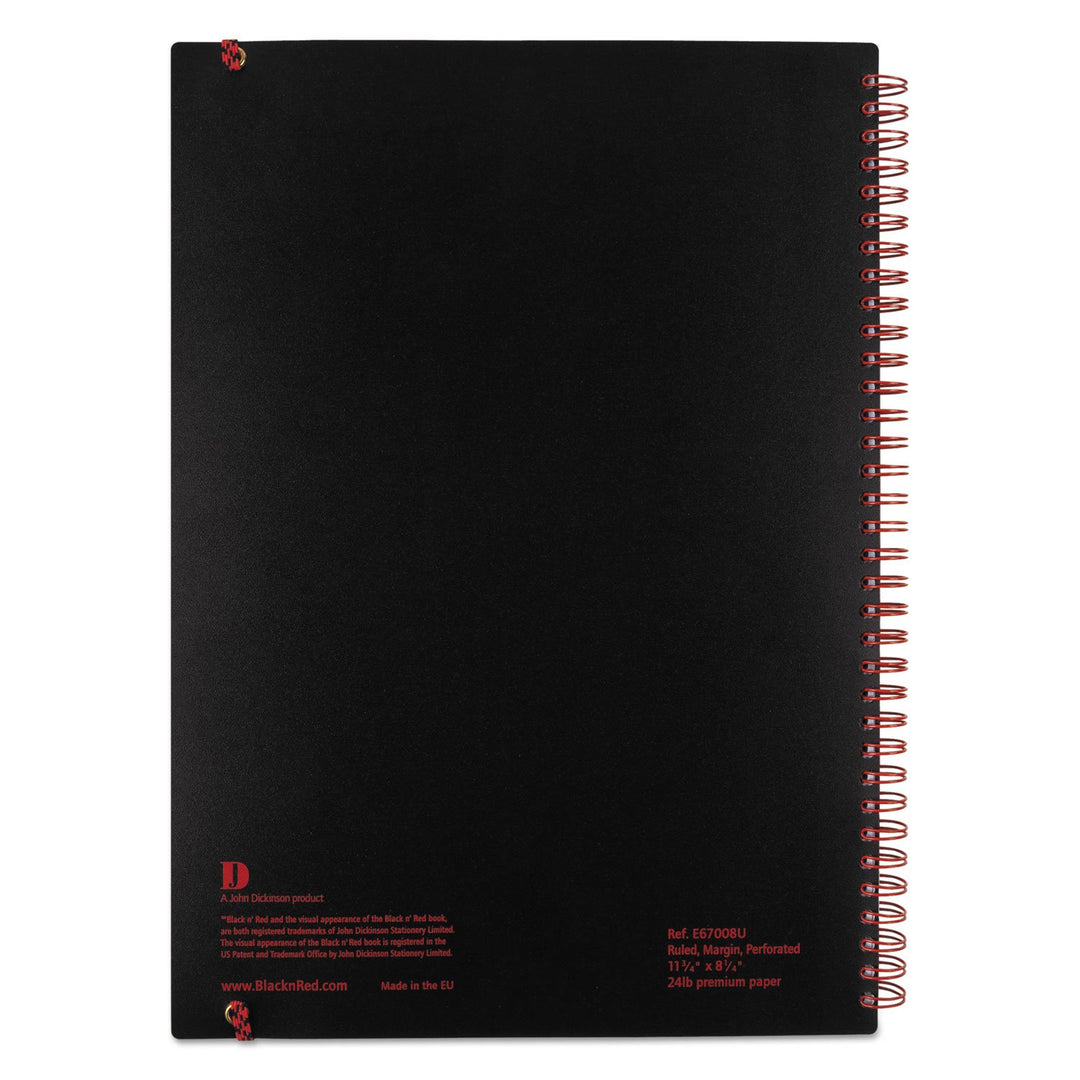 Black n&#39; Red Notebook, Business Journal, 11-3/4 x 8-1/4, 70 Sheets, Ruled, Optik Paper, Scribzee App, Flexible Poly Cover, Wirebound, Black (E67008)