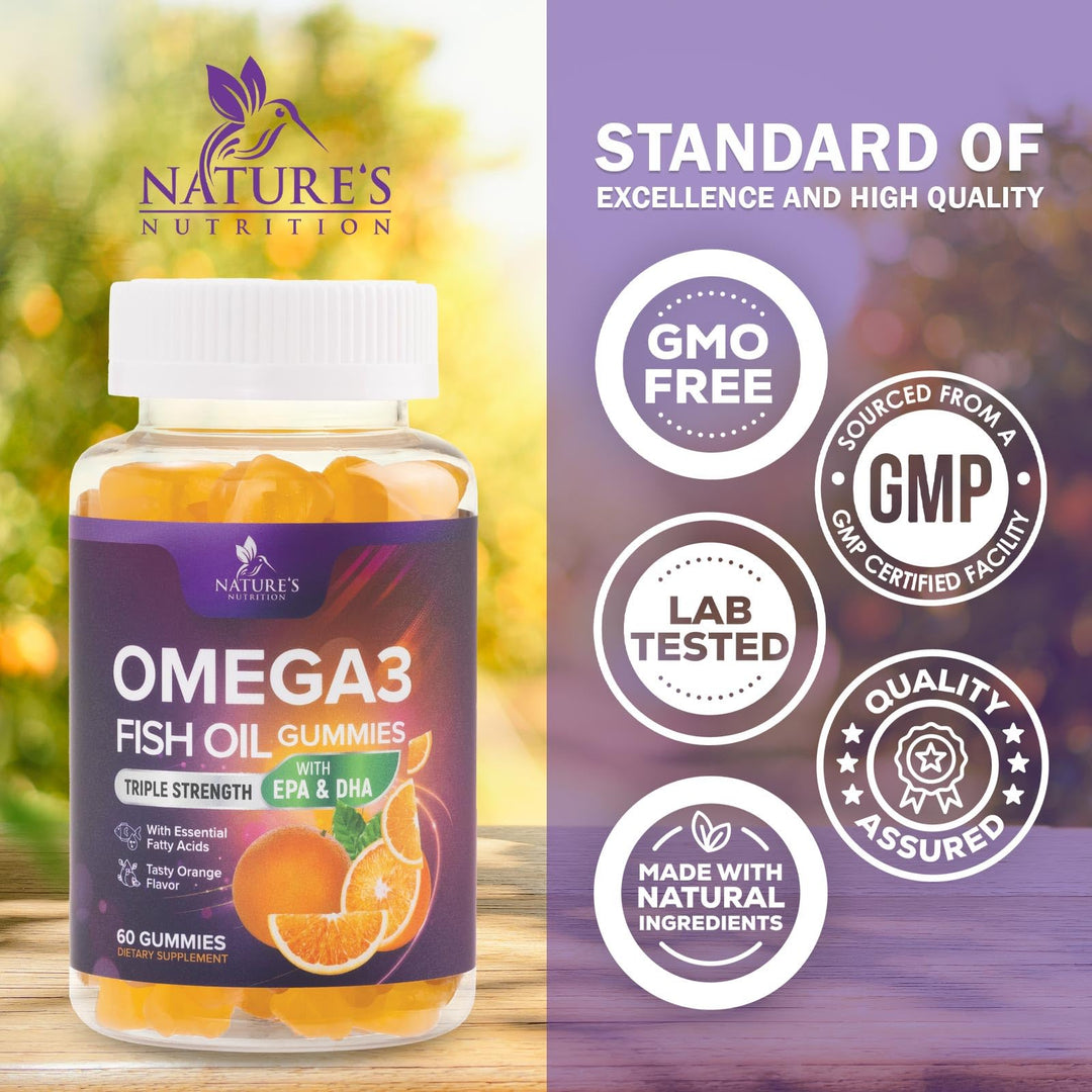 Omega 3 Fish Oil Gummies Tasty Natural Orange Flavor Ex
