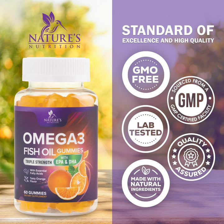 Omega 3 Fish Oil Gummies Tasty Natural Orange Flavor Ex