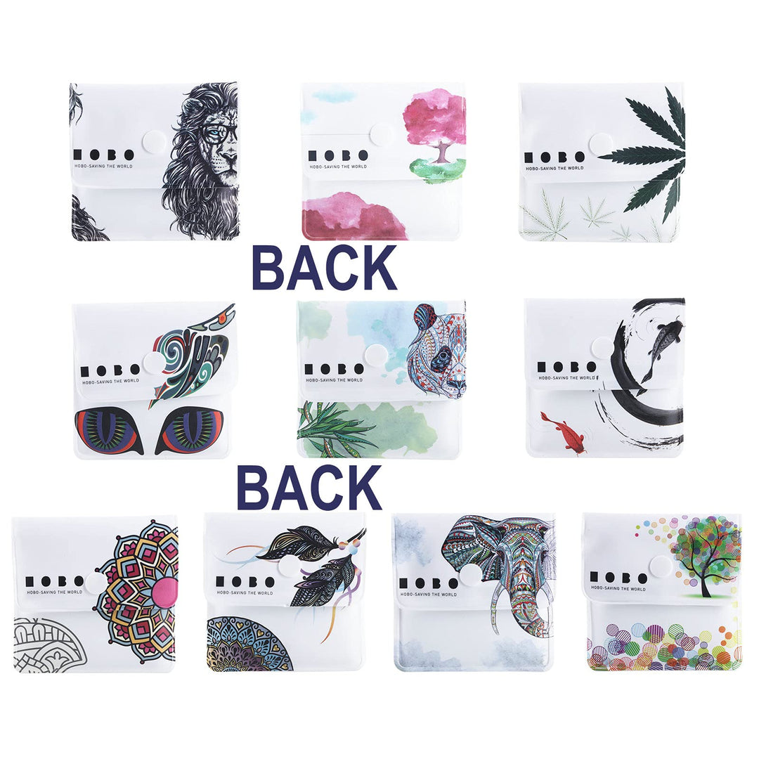 Portable Pocket Ashtray Pouch Fireproof Butt Pouch Odor-Free Assorted Design (10 pack)