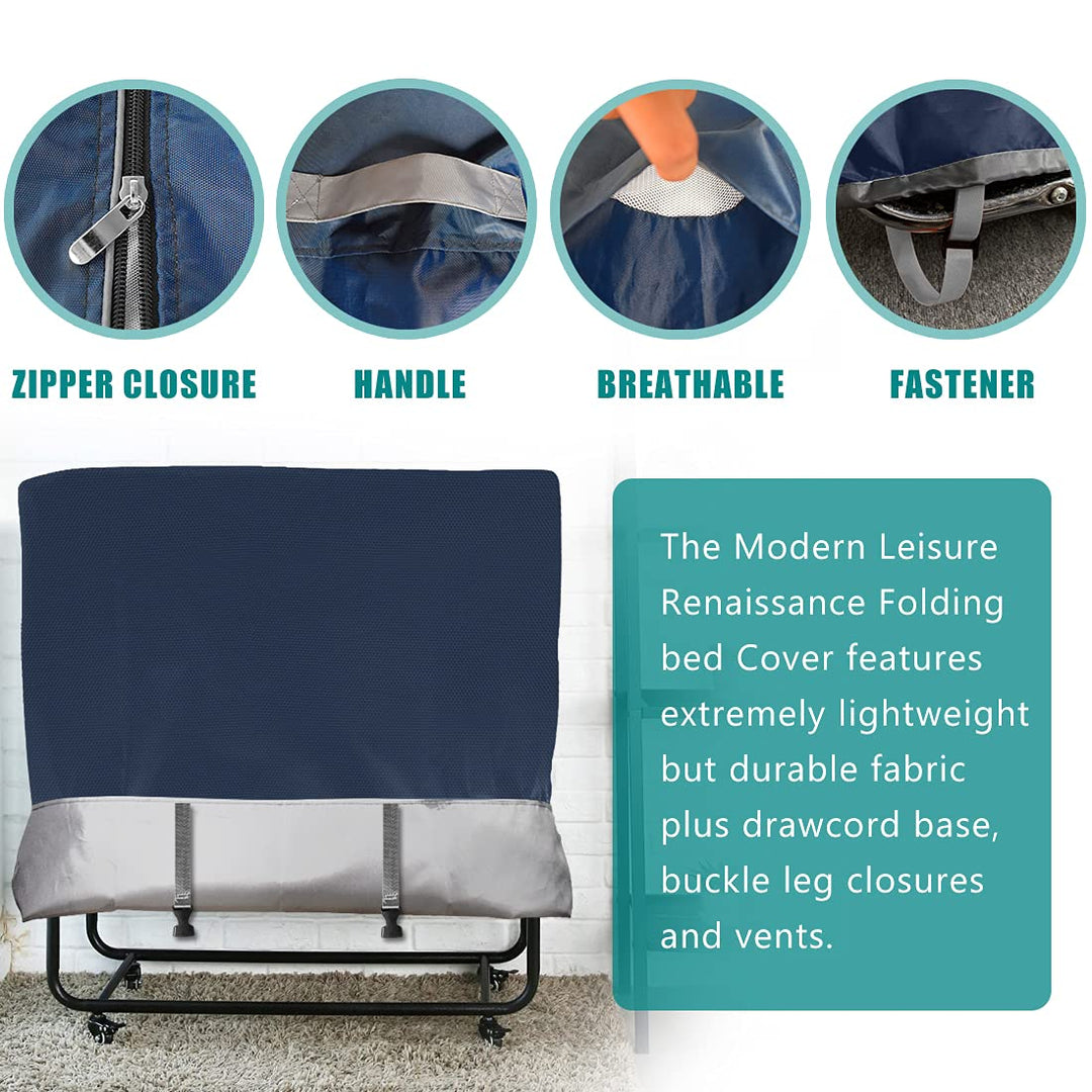 Folding Bed Storage Cover, Fits 31-Inch Single Folding Beds (31.5”×14”×44”) Waterproof and dustproof Protection Folding Bed Cover, Dark Blue