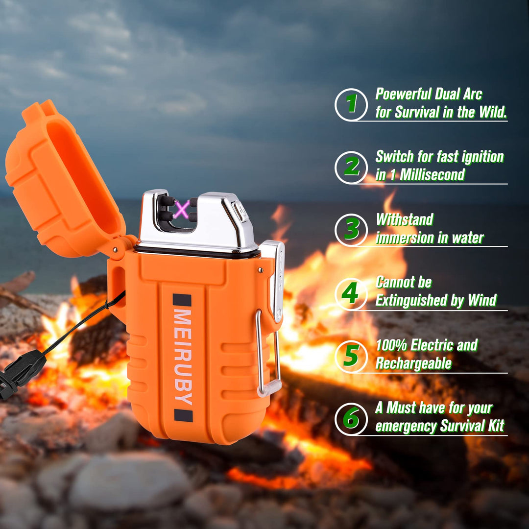 MEIRUBY Electric Windproof Lighter for Outdoors Family Camping BBQ Use, for Dad Men Boyfriend
