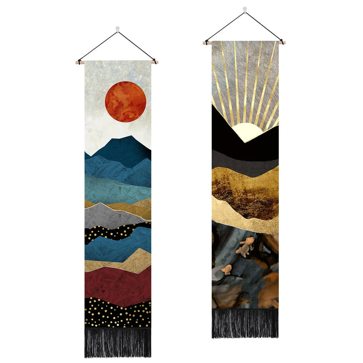AWAYTR Long Mountain Tapestry Wall Hanging - 2PCS Fores