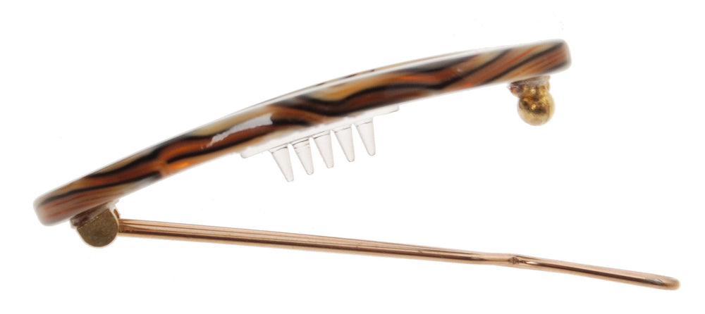 Narrow Oval on Tige Boule Barrette - Onyx