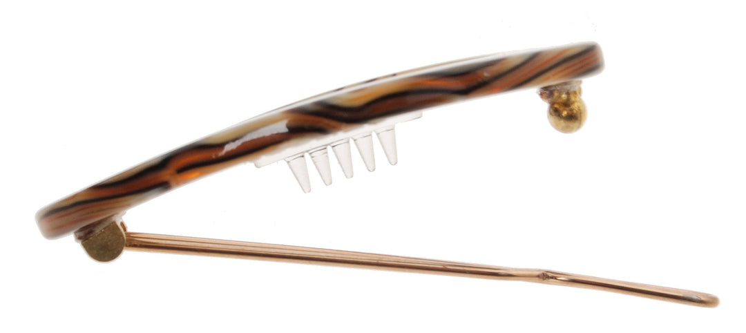 Narrow Oval on Tige Boule Barrette - Onyx