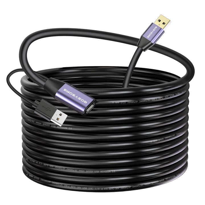USB Extension Cable 30ft, USB 2.0 Extension Cable, Type A Male to Female Active Repeater USB Cable