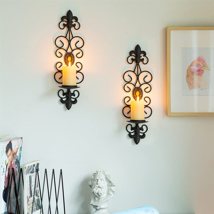 Candle Sconces Wall Decor Black Candle Holder for Pilla