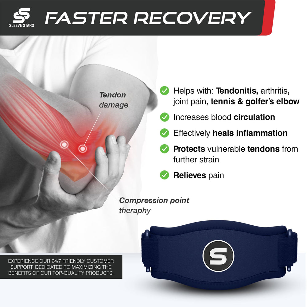 Sleeve Stars Tennis Elbow Support Strap, Golfers Elbow 