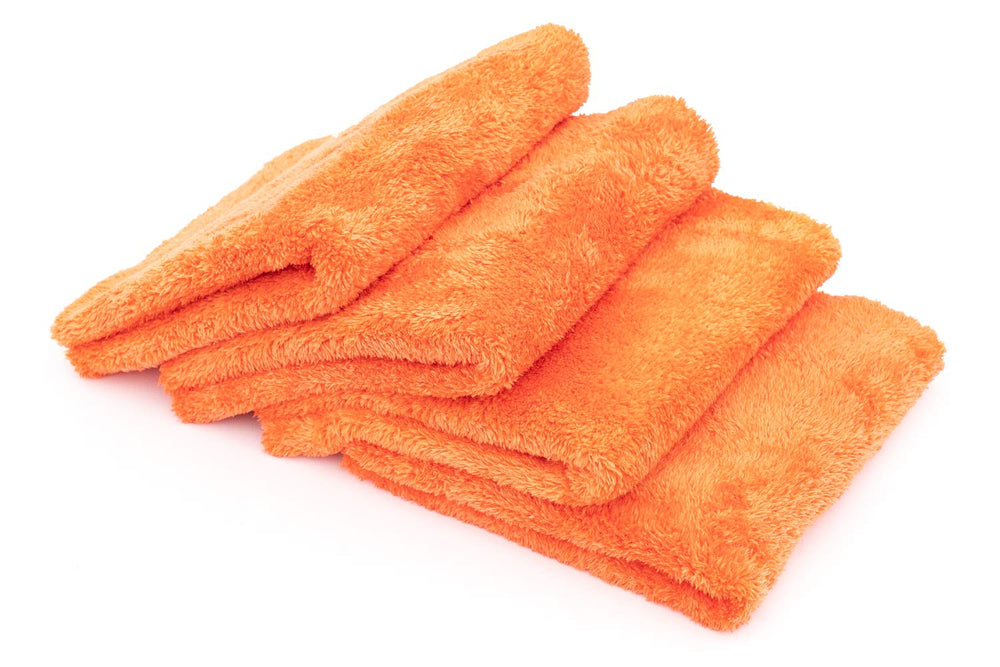 - Eagle Edgeless 500 (4-Pack) Professional Korean 70/30 Blend Super Plush Microfiber Detailing Towels, 500GSM, 16in x 16in, Orange