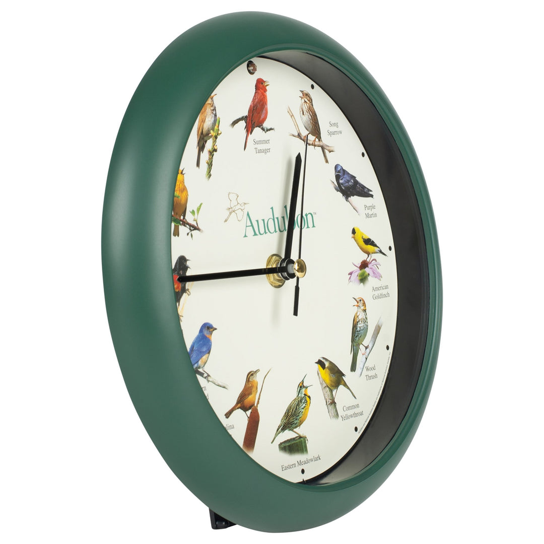 Mark Feldstein &amp; Associates Audubon Singing Bird Wall/Desk Clock, 8 Inch