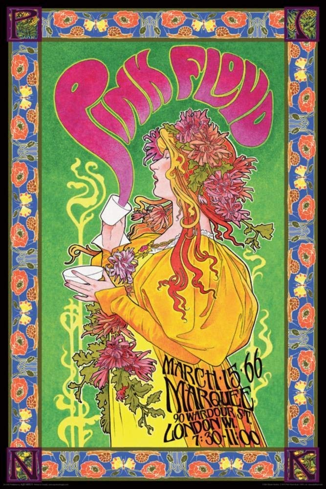 Laminated Pink Floyd Marquee '66 Rock Band Music Poster 24x36