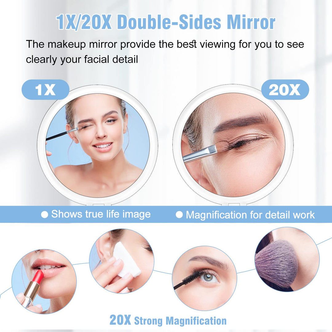 JMH Magnifying Handheld Mirror Double Sided, 1X 20X Mag