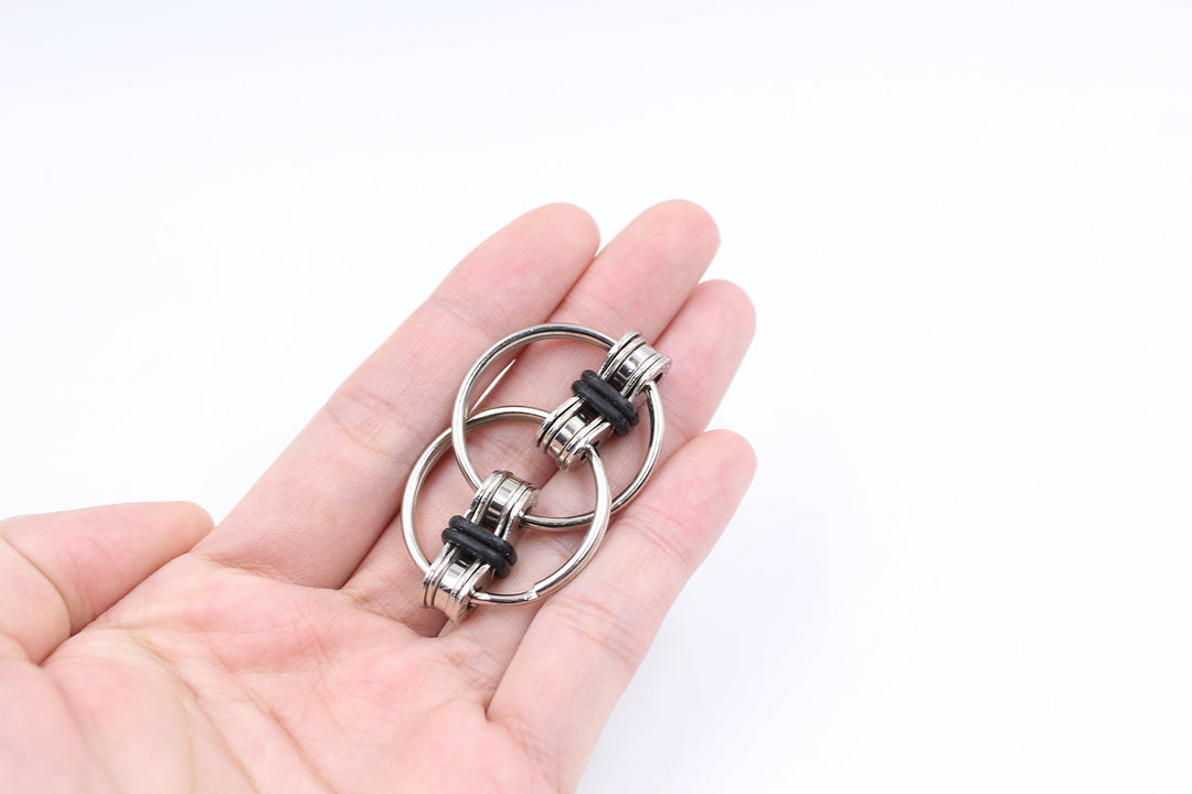 3-Pack Steel Flipping Bike Chain Fidget Toy. Relieve Your Stress, Anxiety, and Boredom All at Your Finger Tips! Also Helps ADD, ADHD, and Autism,