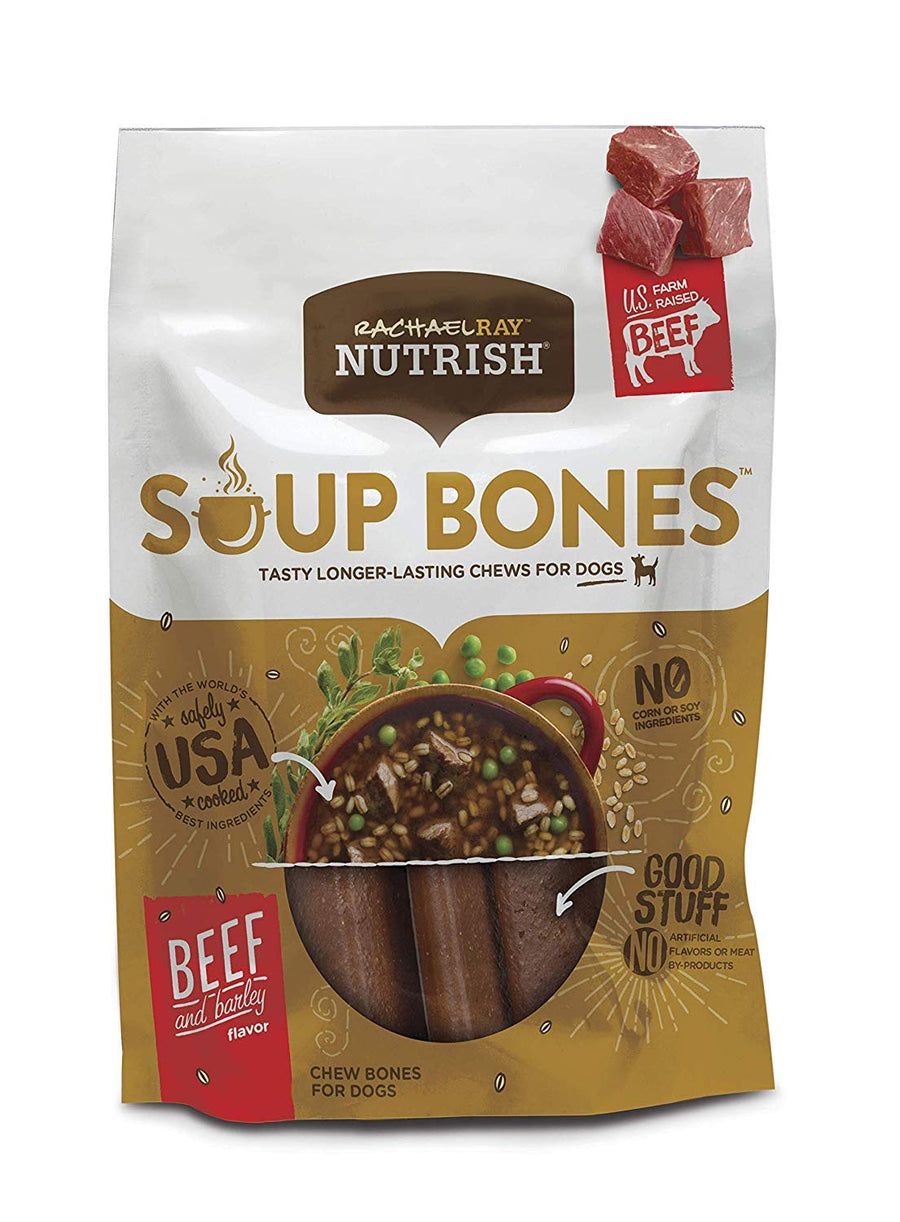 Rachael Ray Soup Bones Dog Treats, Beef & Barley Flavor, 3 Bones (Pack of 8)