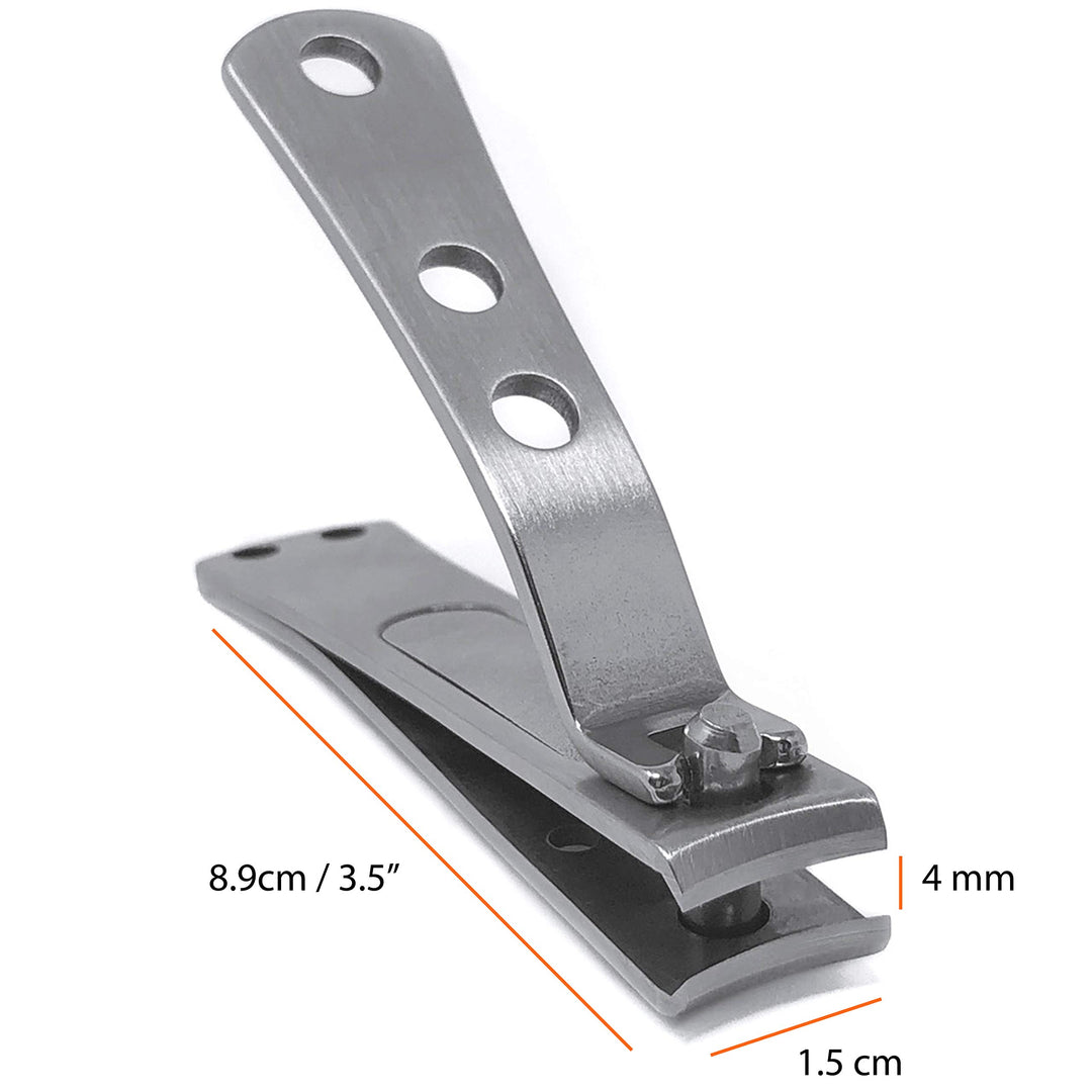Kohm CP-140L Toenail Clipper for Thick Nails, 4mm Wide Jaw Opening, Curved Blades, Stainless Steel