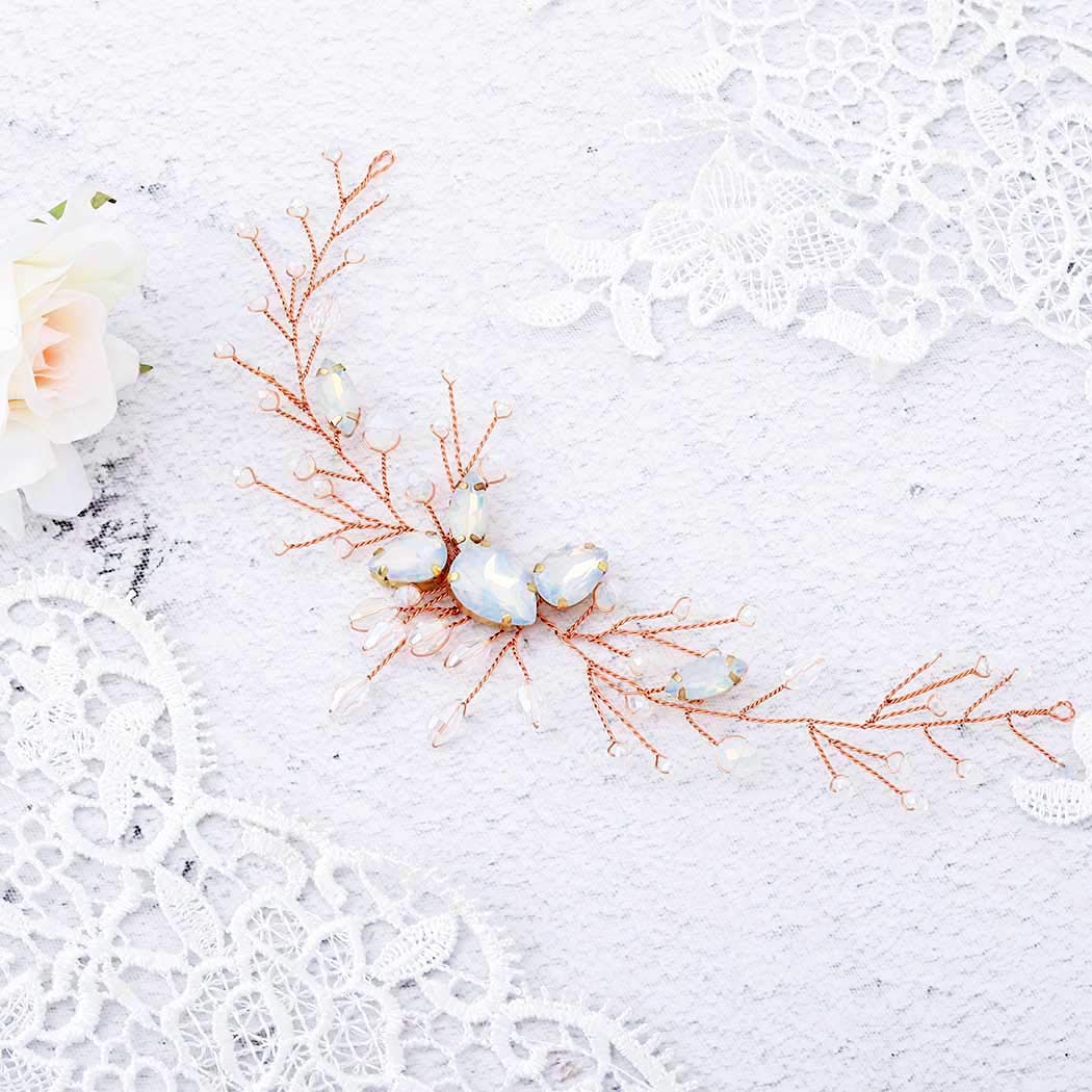 Wedding Rose Gold Crystal Hair Vine Bridal Rhinestone Headband Accessories Delicacy Sparkle Headwear For Women And Girls