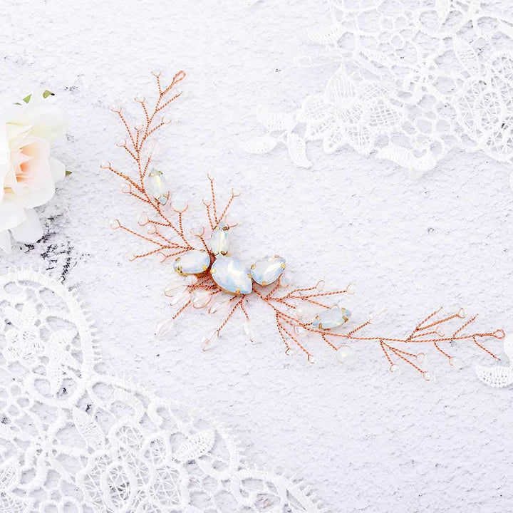 Wedding Rose Gold Crystal Hair Vine Bridal Rhinestone Headband Accessories Delicacy Sparkle Headwear For Women And Girls